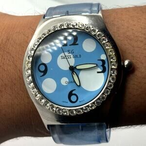 Blue Swiss Gold Cuff Watch